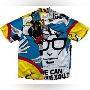 Jams Surf Line Comic Style Button Down Shirt Men’s Size Medium